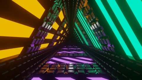 Turquoise and Orange and Light Purple Triangular Tunnel Background VJ Loop Stock Footage 253307267