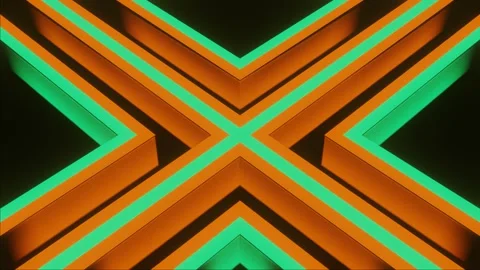 Turquoise and Orange Hypnotic Abstract X Background VJ Loop in 4K Stock Footage 258665761