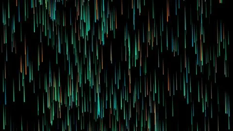 Turquoise and orange lines cascade in a vibrant, flowing pattern against a dark Stockillustratie