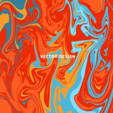 Turquoise and orange marbled surface. Vector fire creative background. Liquid Stock Illustration