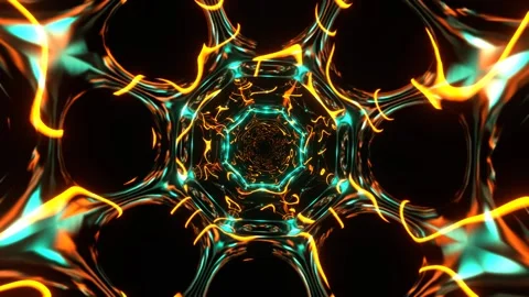 Turquoise and Orange Neon Abstract Energy Plasma Fantastic Shape Background  Stock Footage 344100611