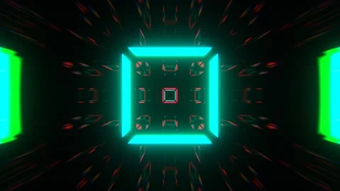 Turquoise and Pink Fast Stream of Neon Squares Strobe Lights Flashing Backgr Stock-Footage 334717865