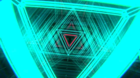 Turquoise and Pink Flight Through the Geometric Neon Spatial Matrix Backgrou Stock Footage 316901215