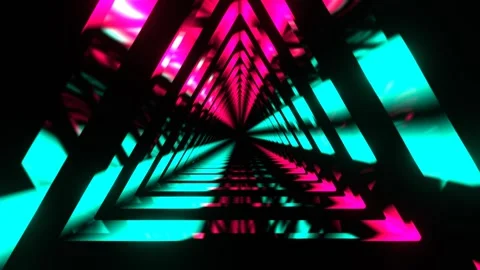 Turquoise and Pink Moving Triangle Neon Source Background VJ Loop in 4K Stock Footage 312797541