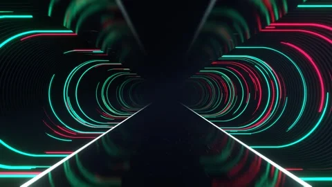Turquoise and Pink Sci-Fi Neon Tunnel Background VJ Loop l 4K Stock Footage 295878770