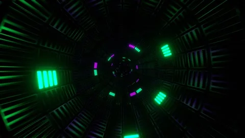 Turquoise and Purple Cube Strobes Tunnel Background VJ Loop in 4K Stock Footage 304533867