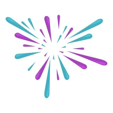 Turquoise and purple fireworks exploding in a starburst pattern Stock Illustration