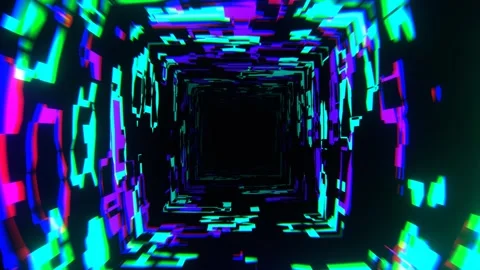 Turquoise and Purple Framework of Changing Abstract Forms Background VJ Loop Stock Footage 310778090
