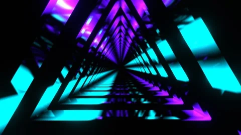 Turquoise and Purple Moving Triangle Neon Source Background VJ Loop in 4K Stock Footage 312797543