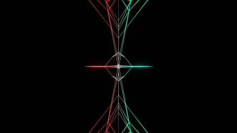 Turquoise and Red Abstract Moving Neon Lines Background VJ Loop in 4K Stock Footage 309683855
