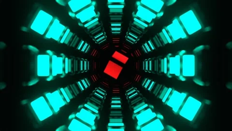 Turquoise and Red Abstract Pulsating Neon Core Background VJ Loop in 4K Stock Footage 312797915