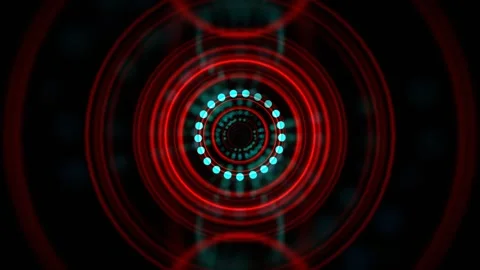 Turquoise and Red Abstraction of Round Glowing Dots Background VJ Loop l 4K Stock Footage 300945733
