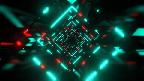 Turquoise and Red Bright Infinity Neon Abstract Corridor Background VJ Loop  Stock Footage 297470663