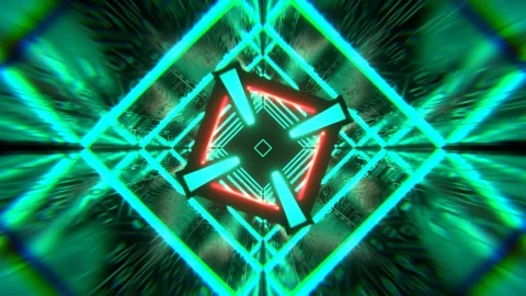 Turquoise and Red Cybernetic Strobe Square Neon Corridor Background VJ Loop  Stock Footage 303566560