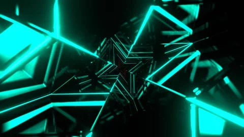 Turquoise and Red Figured Strobe Neon Corridor Background VJ Loop l 4K Video stock 304974632