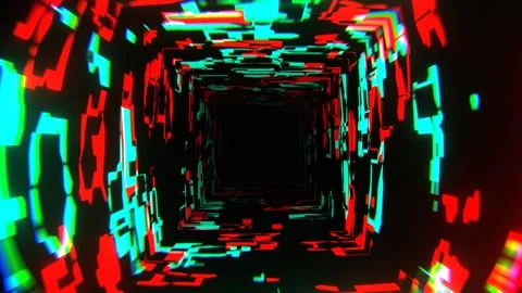 Turquoise and Red Framework of Changing Abstract Forms Background VJ Loop in Stock Footage 310778097