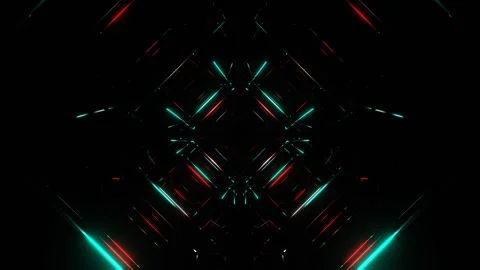 Turquoise and Red Infinite Wireframe Geometric Abstraction Background VJ Loo Stock Footage 328357503