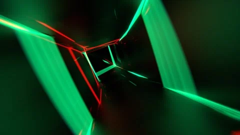 Turquoise and Red Neon Strobe Tunnel Background VJ Loop l 4K Stock Footage 296575366