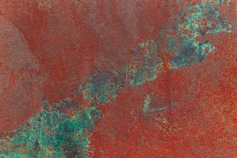 Turquoise and red rustic texture background with craquelure. Multi-colored. Foto stock