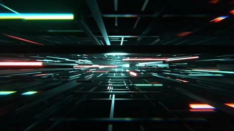 Turquoise and Red Sci-Fi Cybernetic Strobe Array Background VJ Loop l 4K Stock Footage 302560596