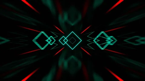 Turquoise and Red Strobe Neon Rhythm Tunnel Background VJ Loop in 4K Stock Footage 310294829