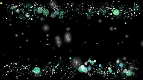 Turquoise and white glitter particles floating on black background with soft Stock Footage 345331432