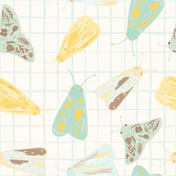 Turquoise and yellow moles elements random seamless pattern. Pastel tones pal Stock Illustration