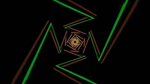Turquoise and Yellow Neon Lightning Tunnel Background VJ Loop in 4K Stock Footage 322648648