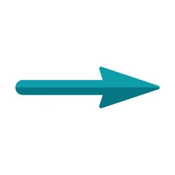 Turquoise arrow pointing right on white background Stockillustratie