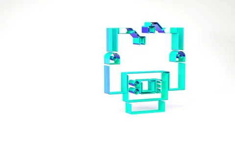 Turquoise Assembly line icon isolated on white background. Automatic producti Stock Illustration