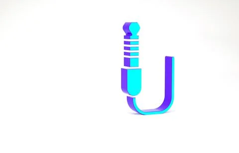 Turquoise Audio jack icon isolated on white background. Audio cable for conne Illustrazione stock