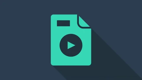 Turquoise AVI file document. Download avi button icon isolated on blue Stock Footage 155542927