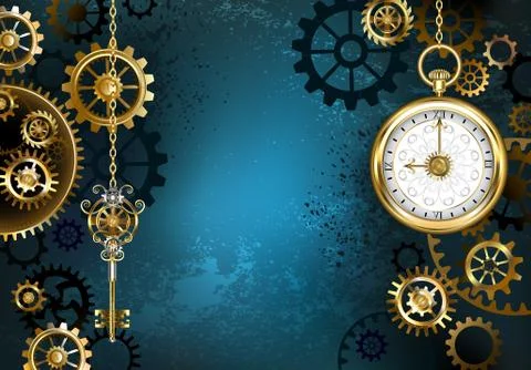 Turquoise Background with Gears Illustrazione stock