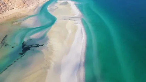 Turquoise Beach with Sandy Tidal Channels Stock Footage 322827164