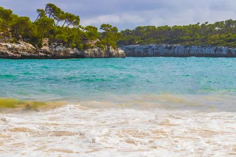 Turquoise beach ses Fonts de nAls bay Mallorca Spain. Stock Photos