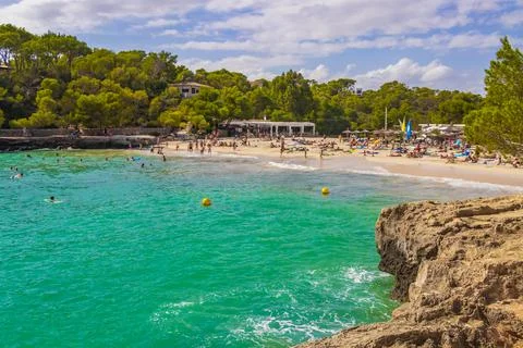 Turquoise beach ses Fonts de nAls bay Mallorca Spain. Stock Photos