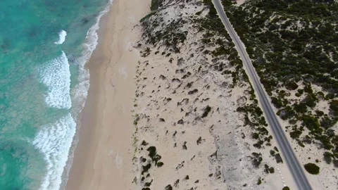 Turquoise Beaches next to a Road Stock Footage 159579153