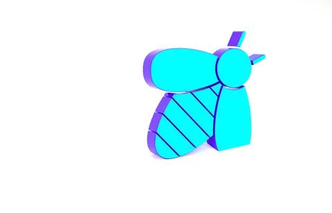 Turquoise Bee icon isolated on white background. Sweet natural food. Honeybee 스톡 일러스트