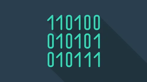 Turquoise Binary code icon isolated on blue background. 4K Video motion graphic Stock Footage 146049431