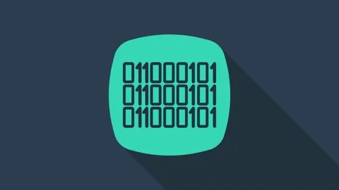 Turquoise Binary code icon isolated on blue background. 4K Video motion graphic Video stock 168138794