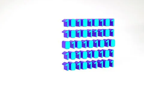 Turquoise Binary code icon isolated on white background. Minimalism concept.  Stock Illustration