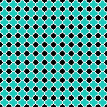 Turquoise Black White Quatrefoil Pattern Stock Illustration