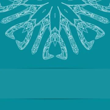 Turquoise blue card with ornate pattern and copy space Stock Illustration