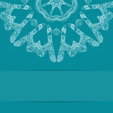 Turquoise blue card with ornate pattern and copy space Stock Illustration