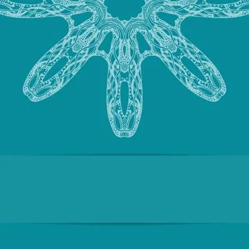 Turquoise blue card with ornate pattern and copy space 库存插图