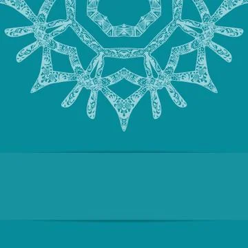 Turquoise blue card with ornate pattern and copy space Stock Illustration