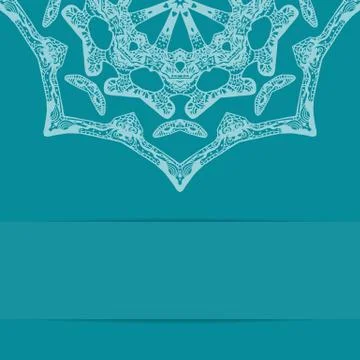 Turquoise blue card with ornate pattern and copy space Stock Illustration