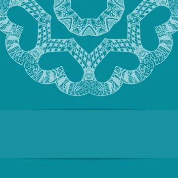 Turquoise blue card with ornate pattern and copy space Stock Illustration