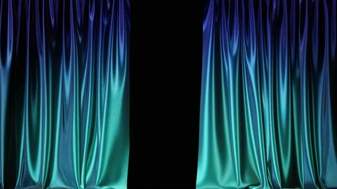 Turquoise blue gradient textured glossy curtain 3D animation with alpha Video stock 154752987
