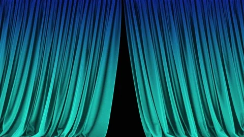 Turquoise blue gradient textured matte curtain 3D animation with alpha Video stock 153541558